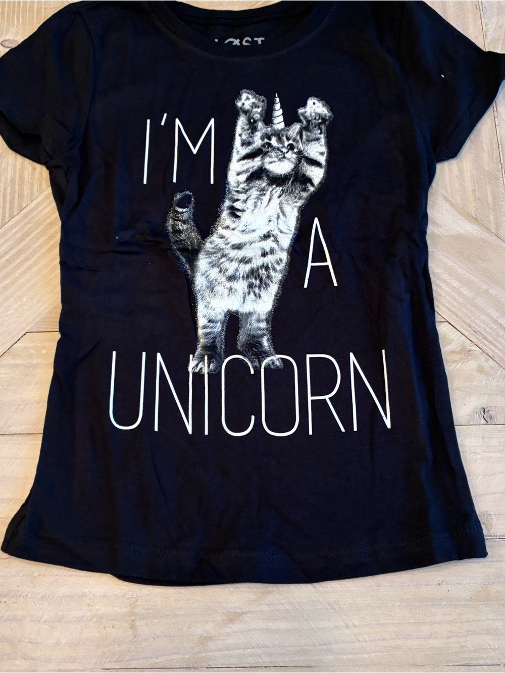 Black Cat 'I'm A Unicorn' Graphic Tee - Unbranded